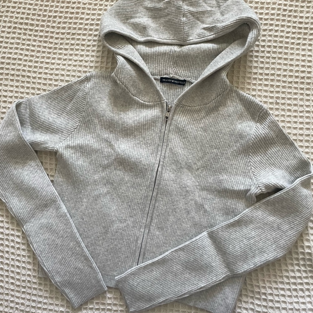 Brandy Melville, Arden Crop Zip-up hoodie. Worn once in Perfect condition.